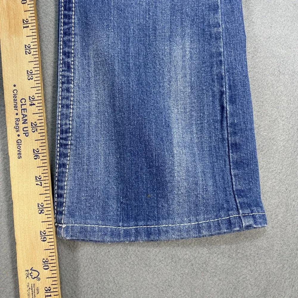 Suko Womens Jeans 10 Whiskered Blue Embroidered Straight Leg Style 02315388TJ